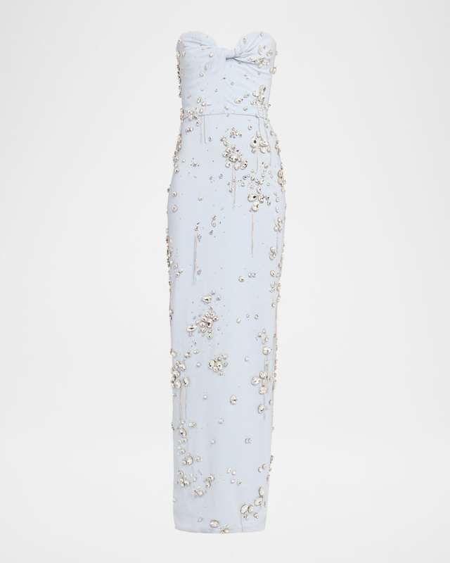 Strapless Jeweled Column Gown